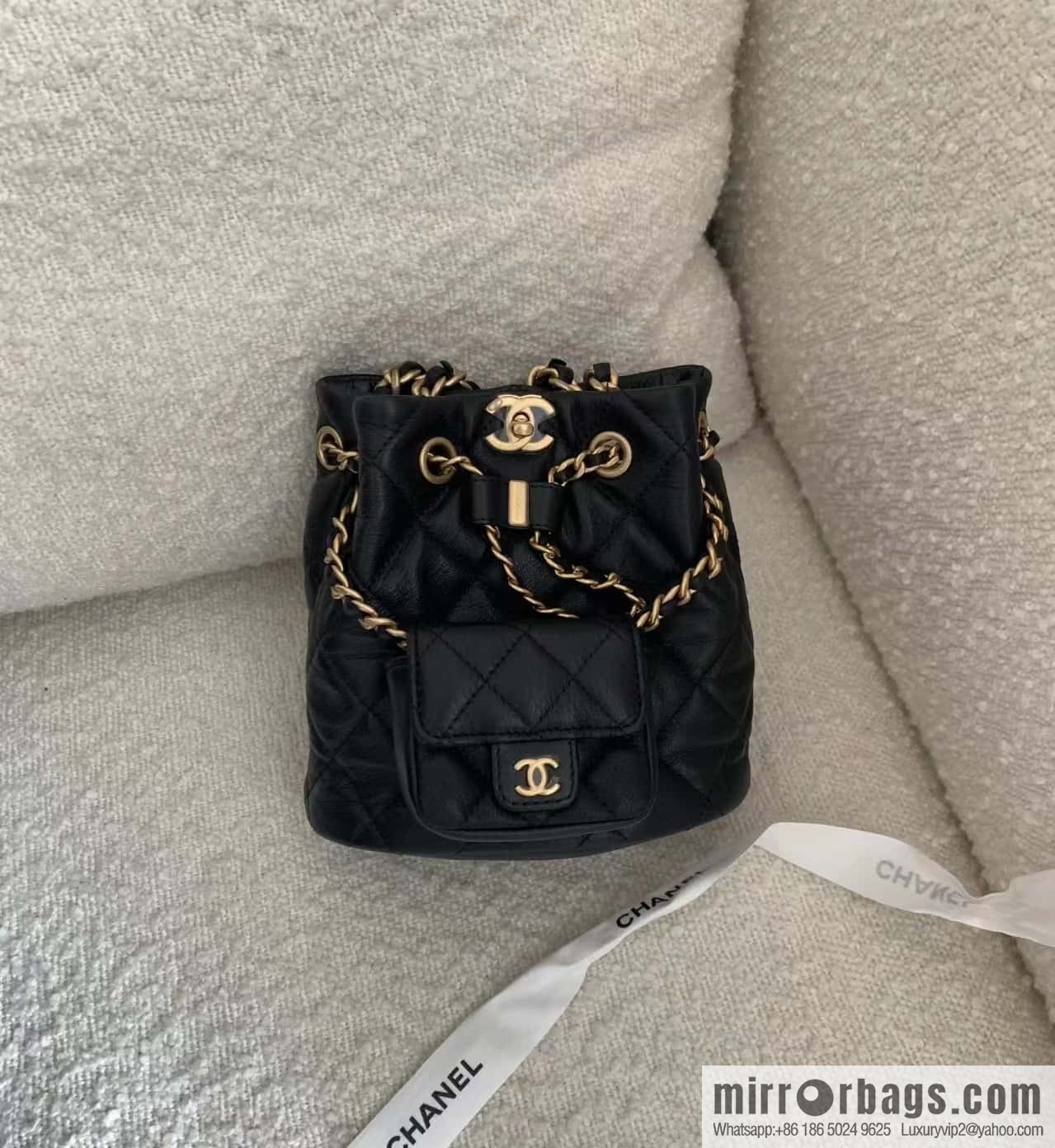 CHANEL small shoulder backpack AS3947 black