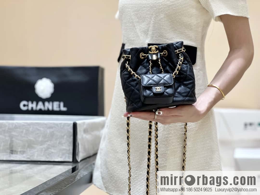 CHANEL small shoulder backpack AS3947 black