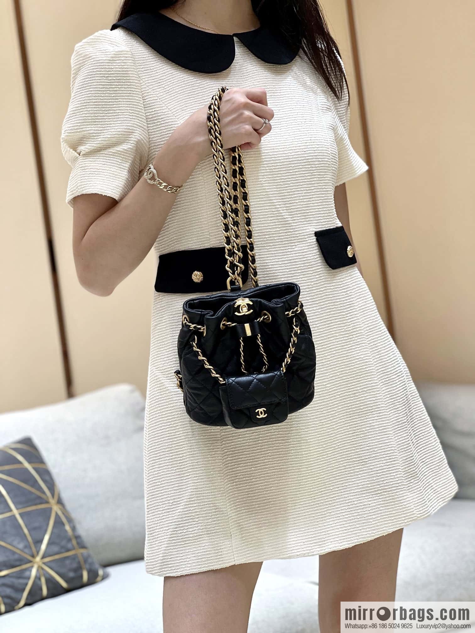 CHANEL small shoulder backpack AS3947 black