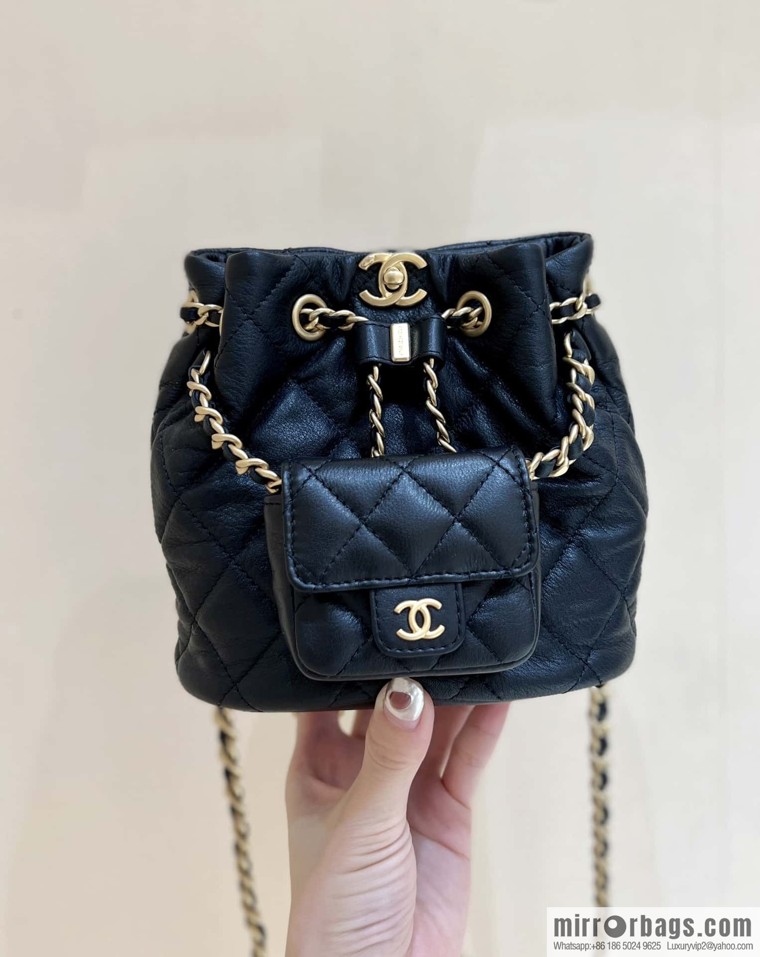 CHANEL small shoulder backpack AS3947 black