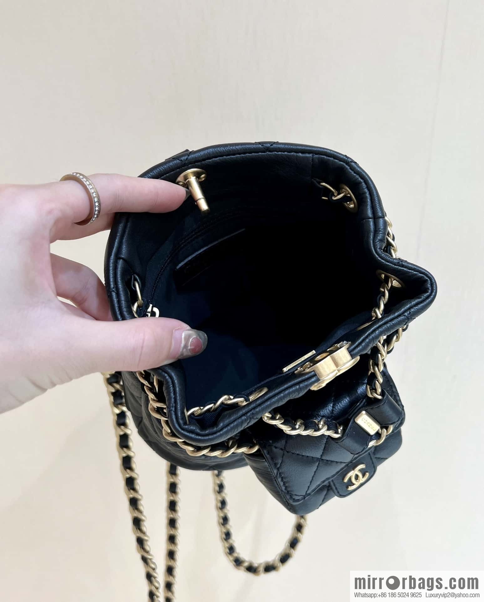 CHANEL small shoulder backpack AS3947 black