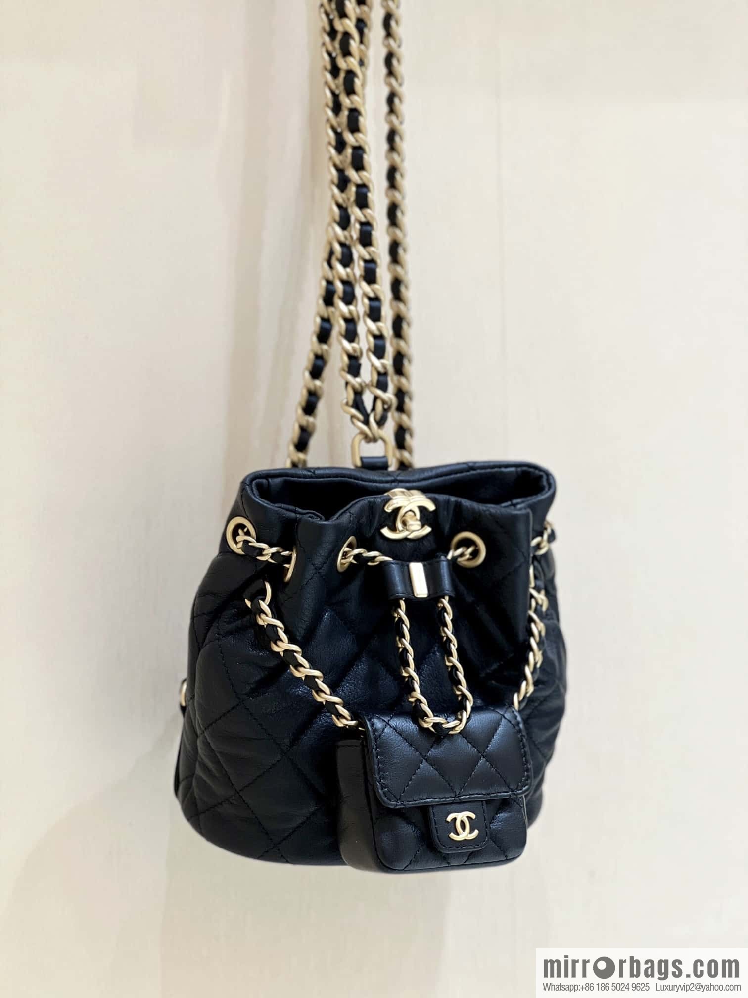 CHANEL small shoulder backpack AS3947 black