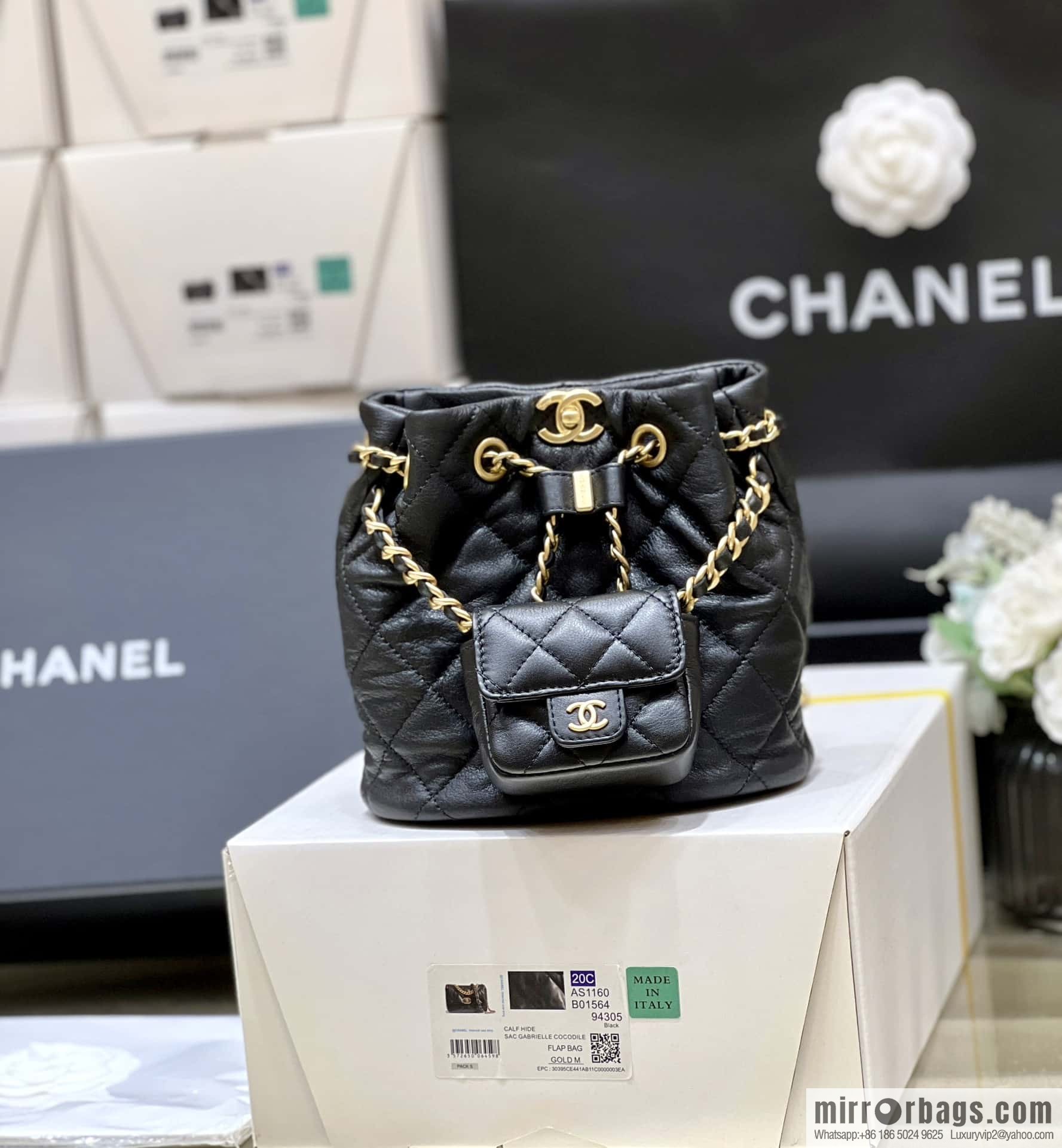 CHANEL small shoulder backpack AS3947 black