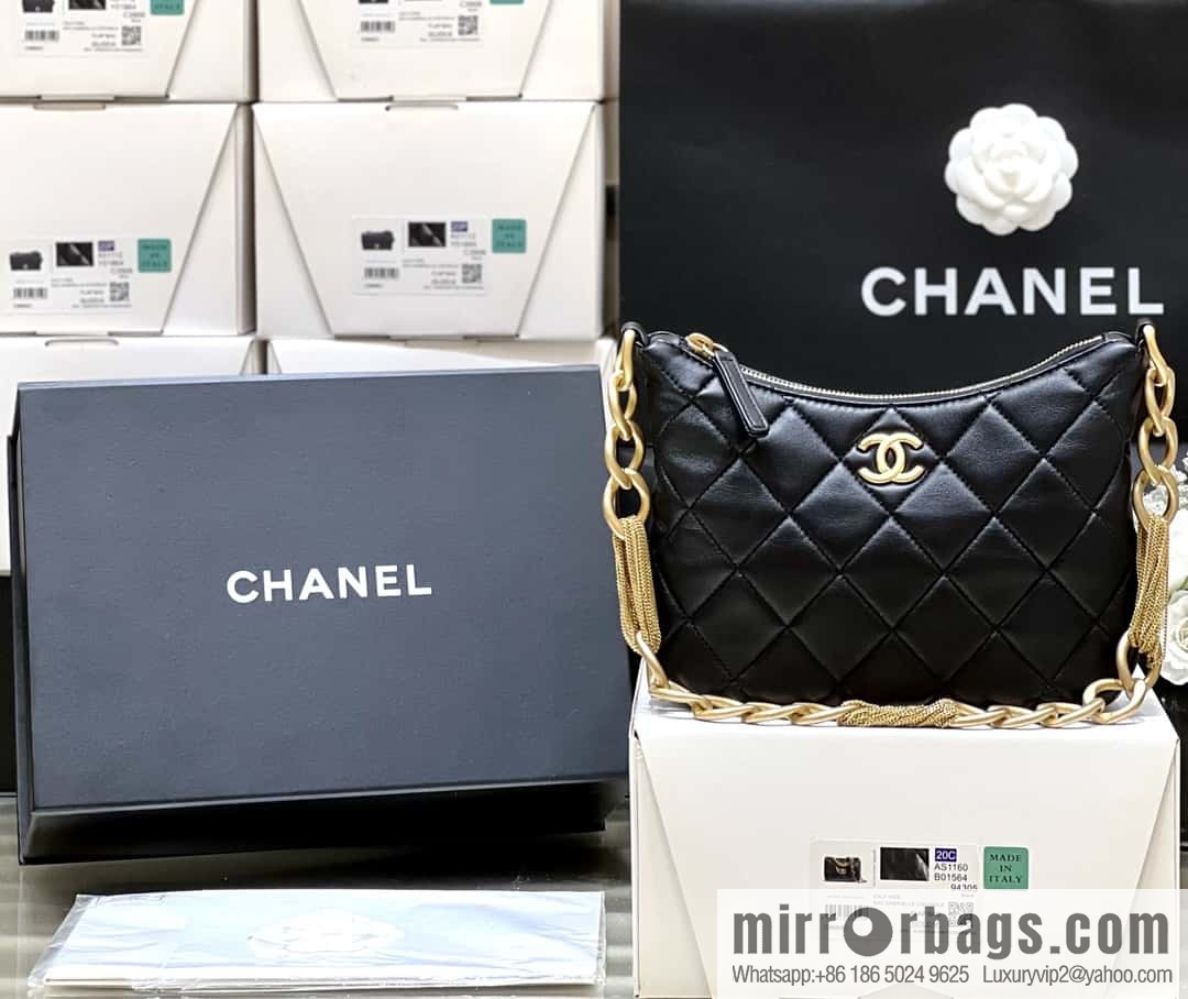 CHANEL 23A Premium Handicraft Workshop Series hobo armpit bag AS4220 black