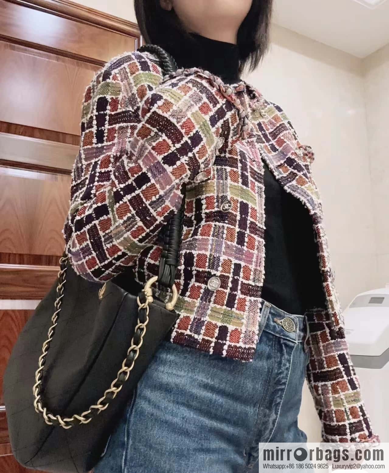 CHANEL 23A Premium Handicraft Collection, Woven Hippie Bag AS4210 black