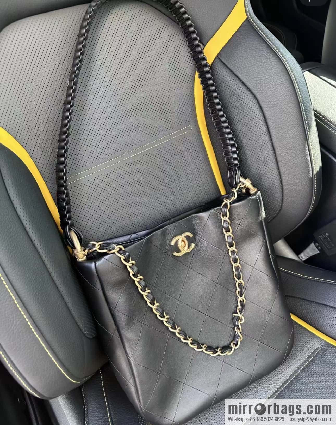 CHANEL 23A Premium Handicraft Collection, Woven Hippie Bag AS4210 black