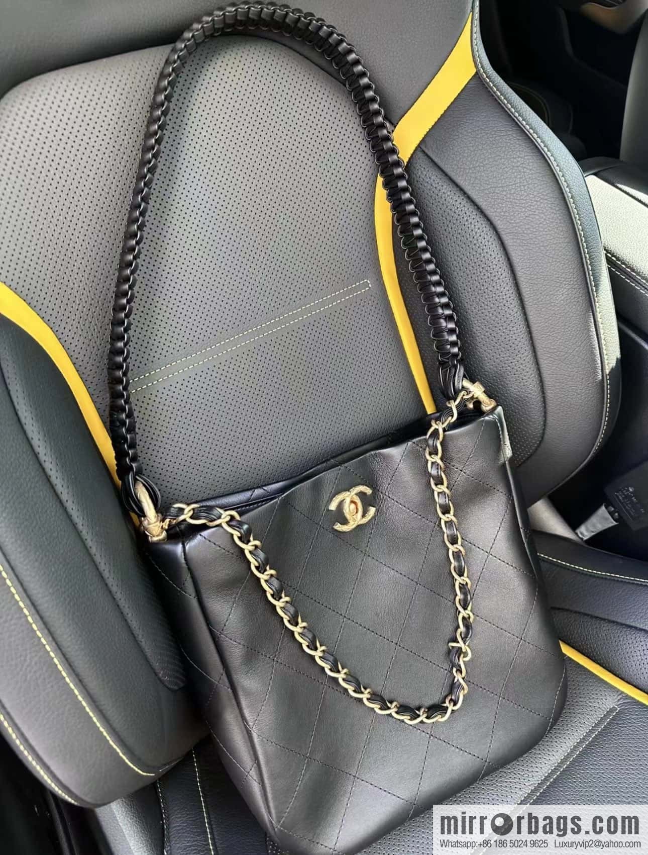 CHANEL 23A Premium Handicraft Collection, Woven Hippie Bag AS4210 black