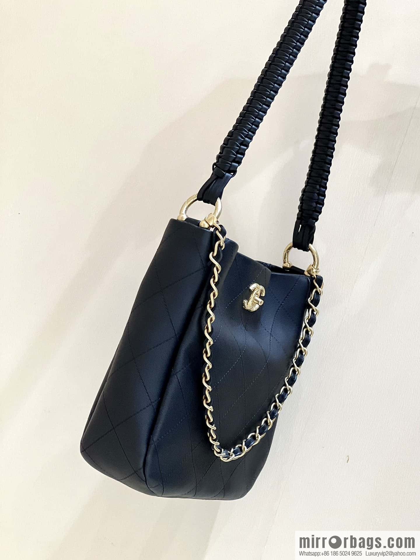 CHANEL 23A Premium Handicraft Collection, Woven Hippie Bag AS4210 black