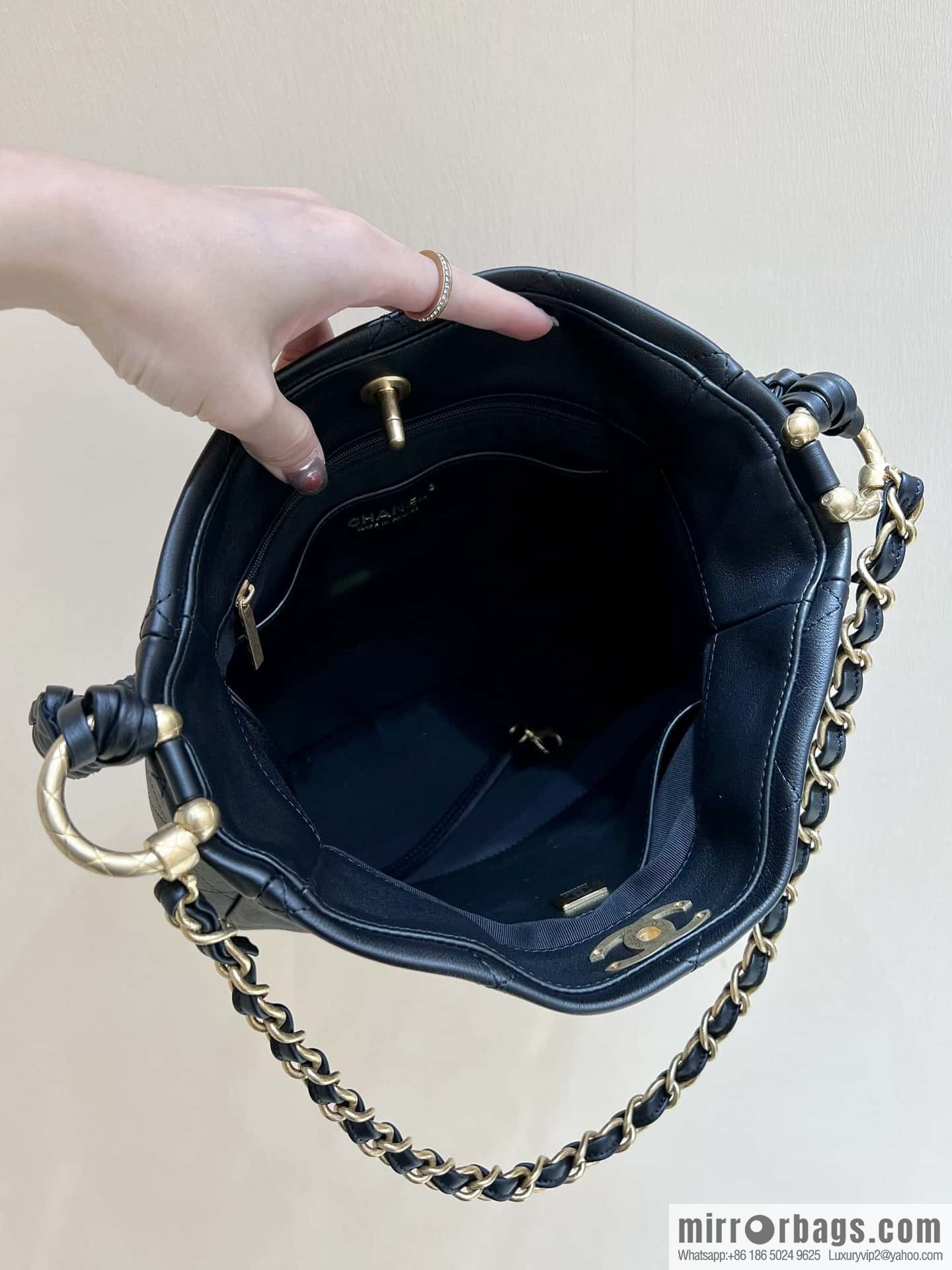 CHANEL 23A Premium Handicraft Collection, Woven Hippie Bag AS4210 black