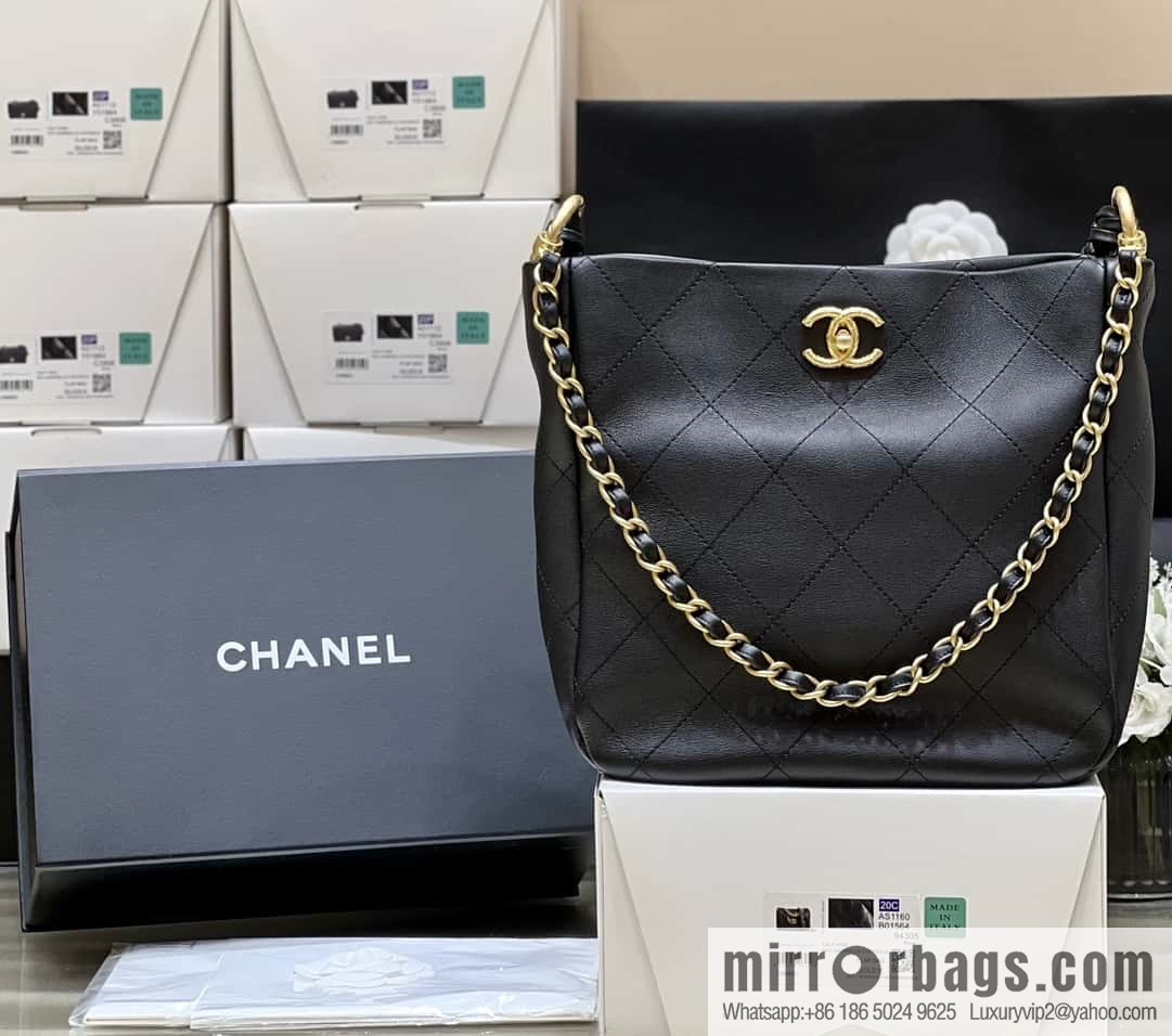CHANEL 23A Premium Handicraft Collection, Woven Hippie Bag AS4210 black