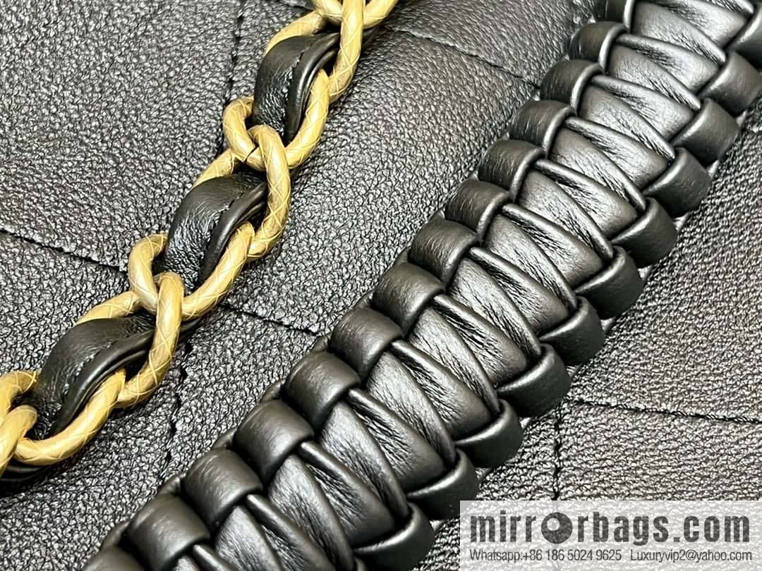 CHANEL 23A Premium Handicraft Collection, Woven Hippie Bag AS4210 black