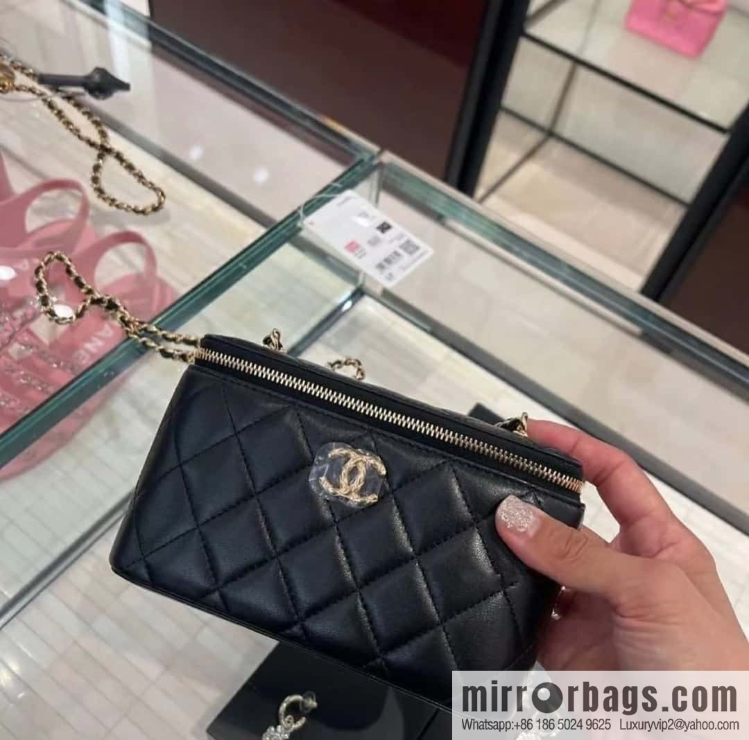 CHANEL 23A Premium Handicraft Collection, Limited Edition Gem chain strap box bag AP3416 black