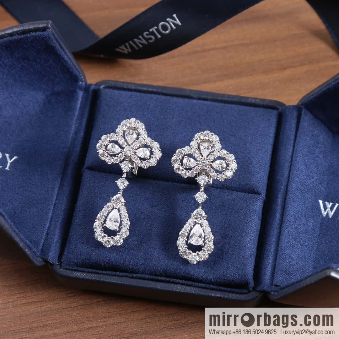 HARRY WINSTON HW Full Diamond Chandelier Stud Earrings