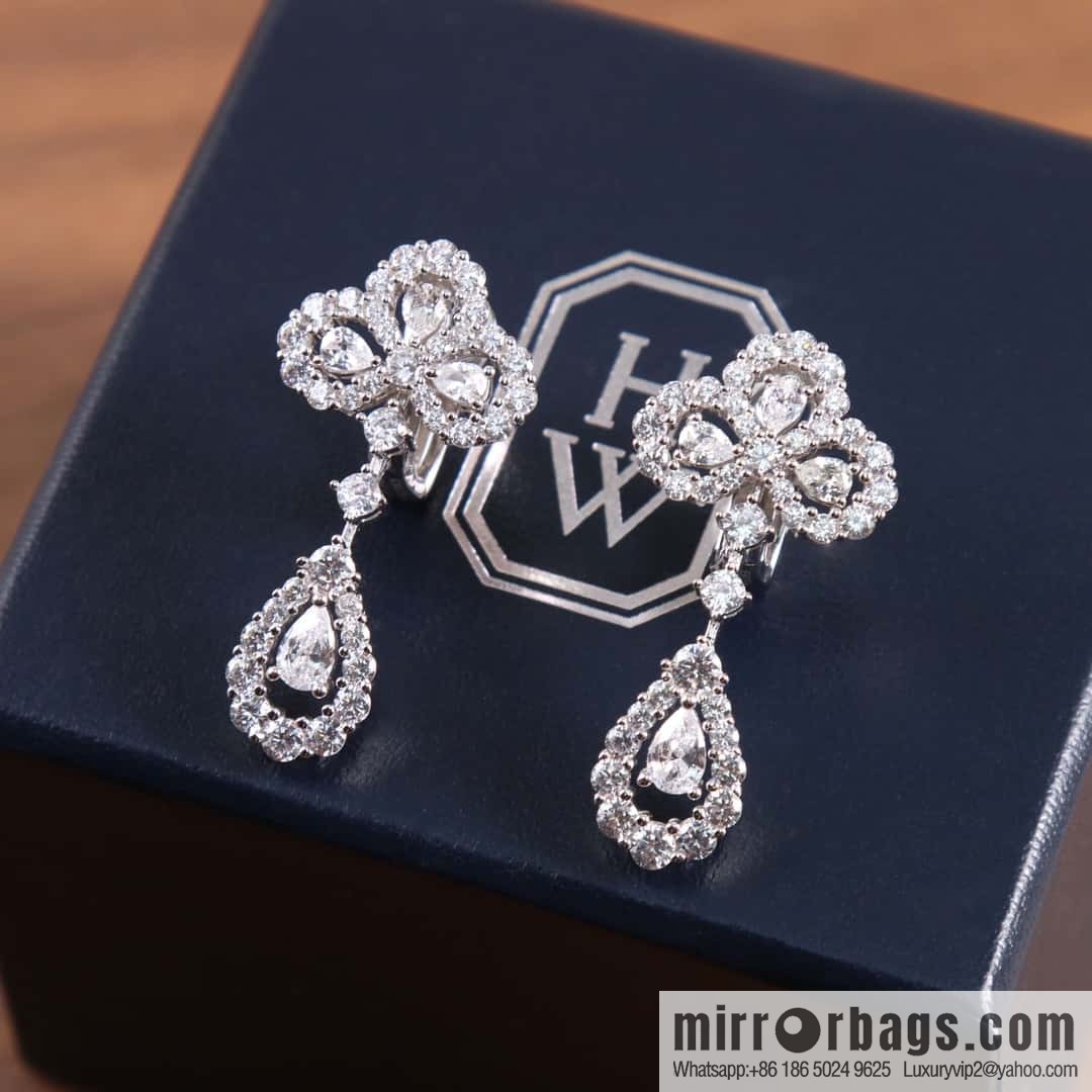 HARRY WINSTON HW Full Diamond Chandelier Stud Earrings