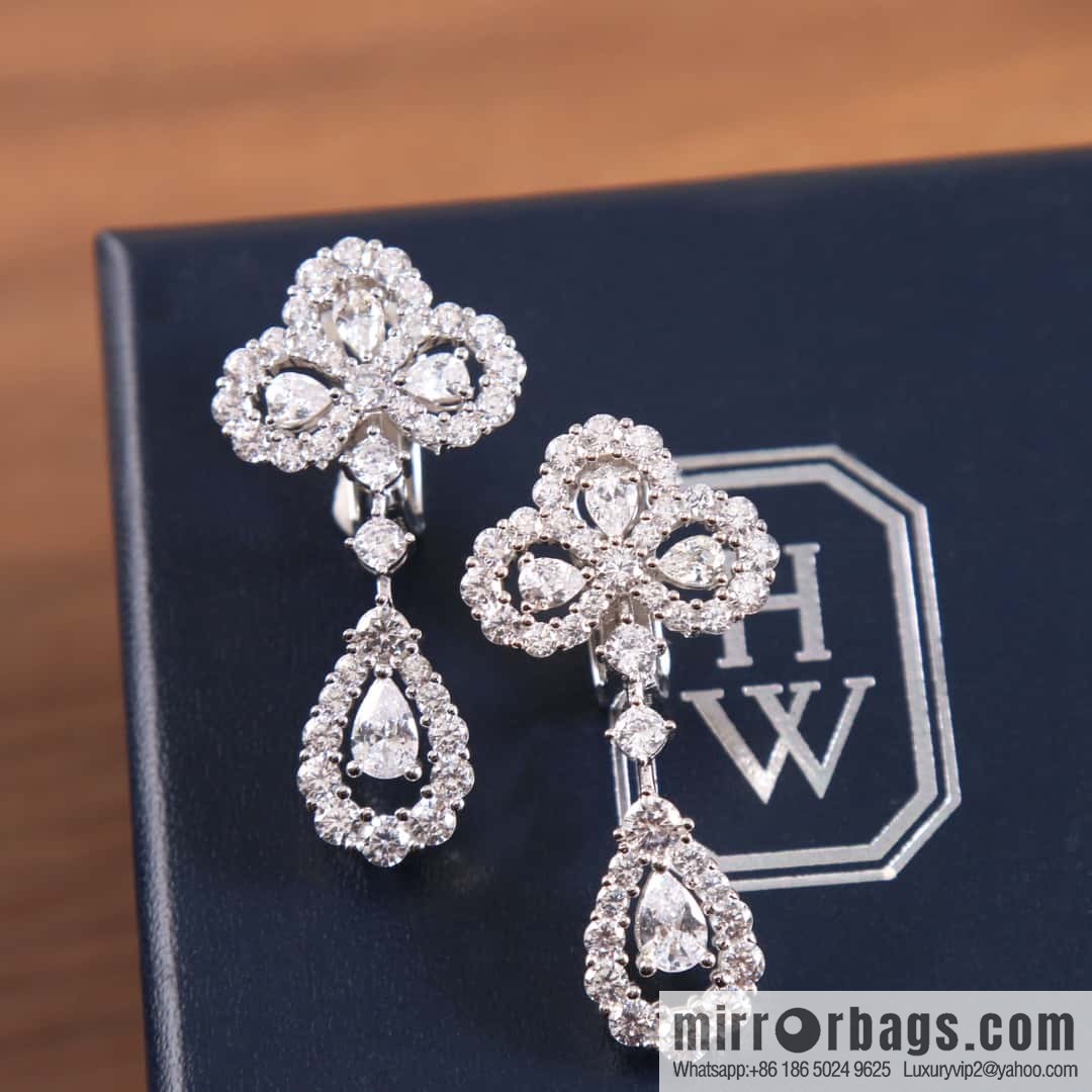 HARRY WINSTON HW Full Diamond Chandelier Stud Earrings