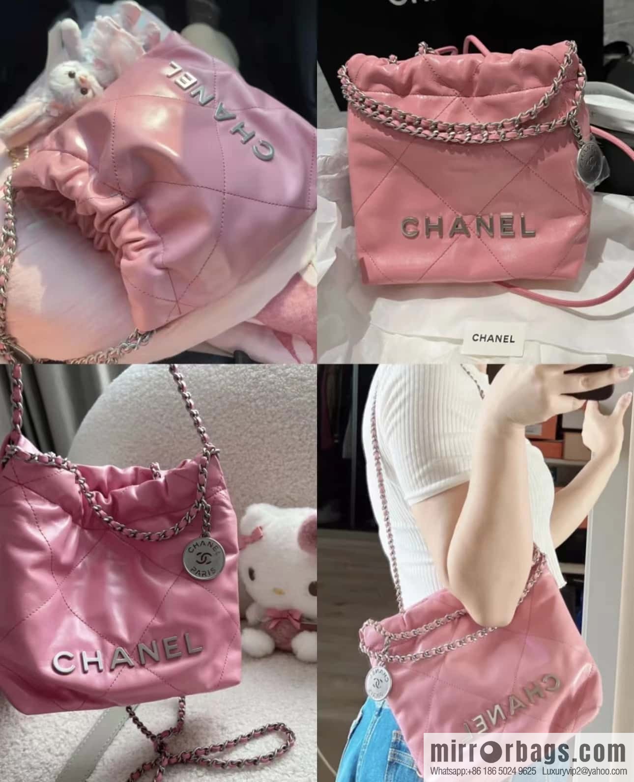 CHANEL 23S spring and summer series mini 22 bags AS3980 pink