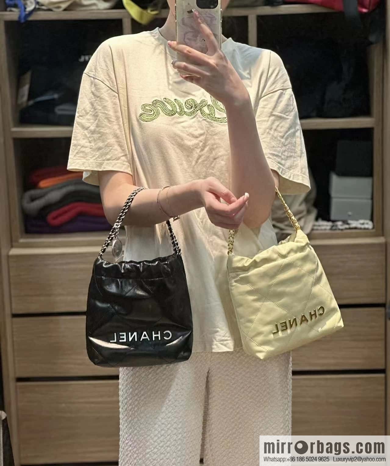 CHANEL 23S spring and summer series mini 22 bags AS3980 chick yellow