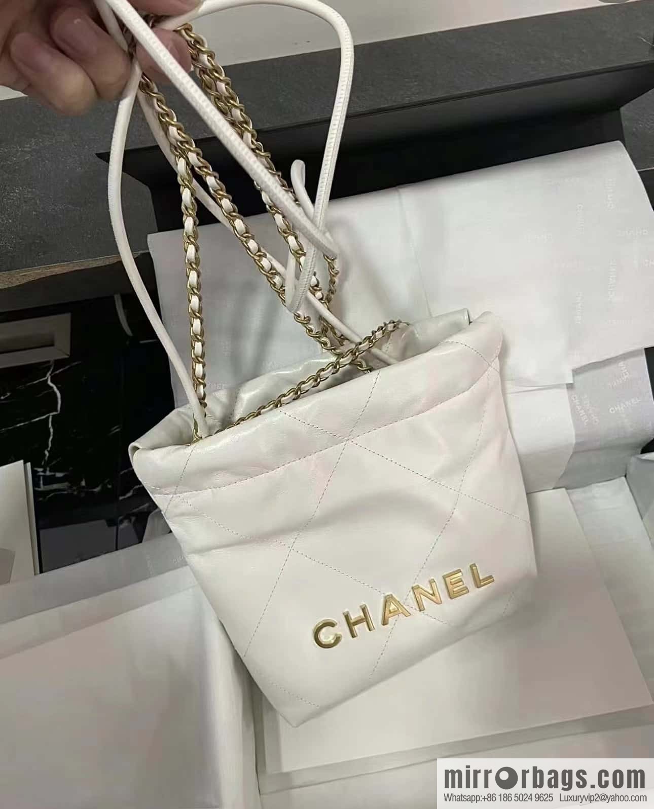 CHANEL 23S spring and summer series mini 22 bags AS3980 white