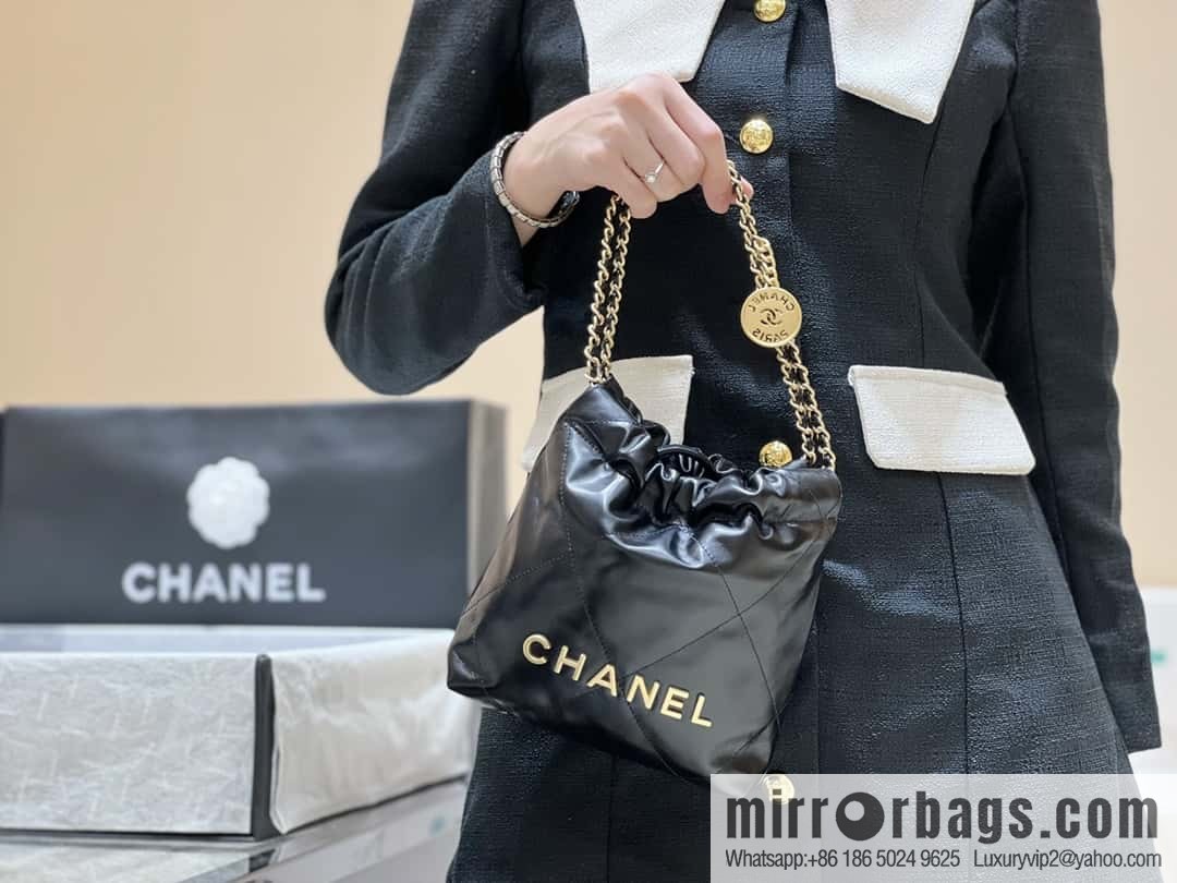 CHANEL 23S spring and summer series mini 22 bags AS3980 black/gold buckle