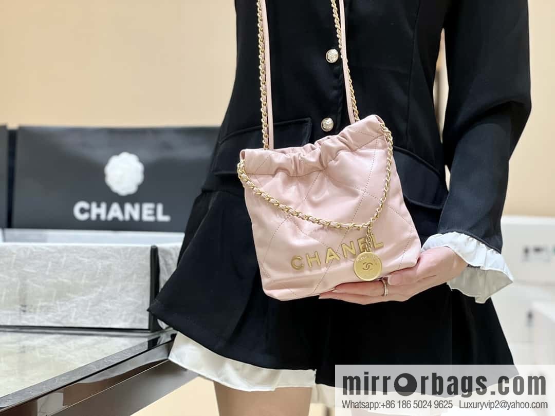 CHANEL 23S spring and summer series mini 22 bags AS3980 pink/gold buckle