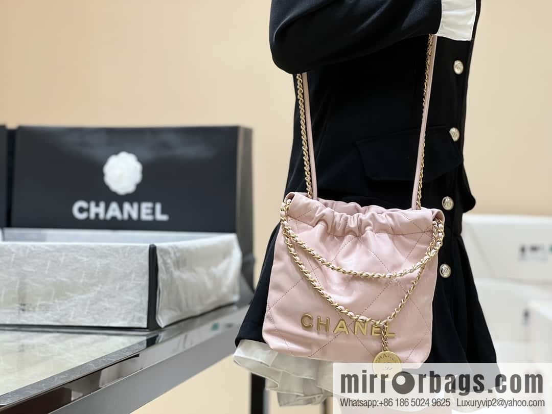 CHANEL 23S spring and summer series mini 22 bags AS3980 pink/gold buckle