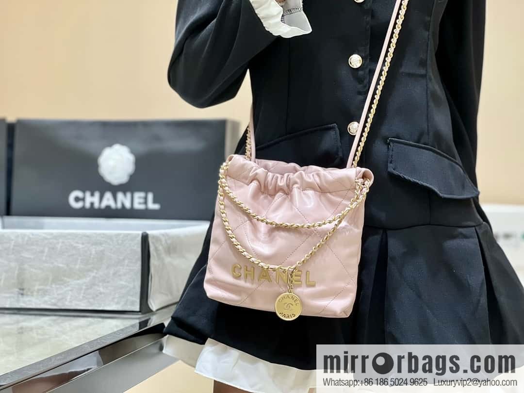 CHANEL 23S spring and summer series mini 22 bags AS3980 pink/gold buckle