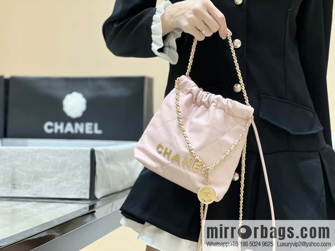 CHANEL 23S spring and summer series mini 22 bags AS3980 pink/gold buckle