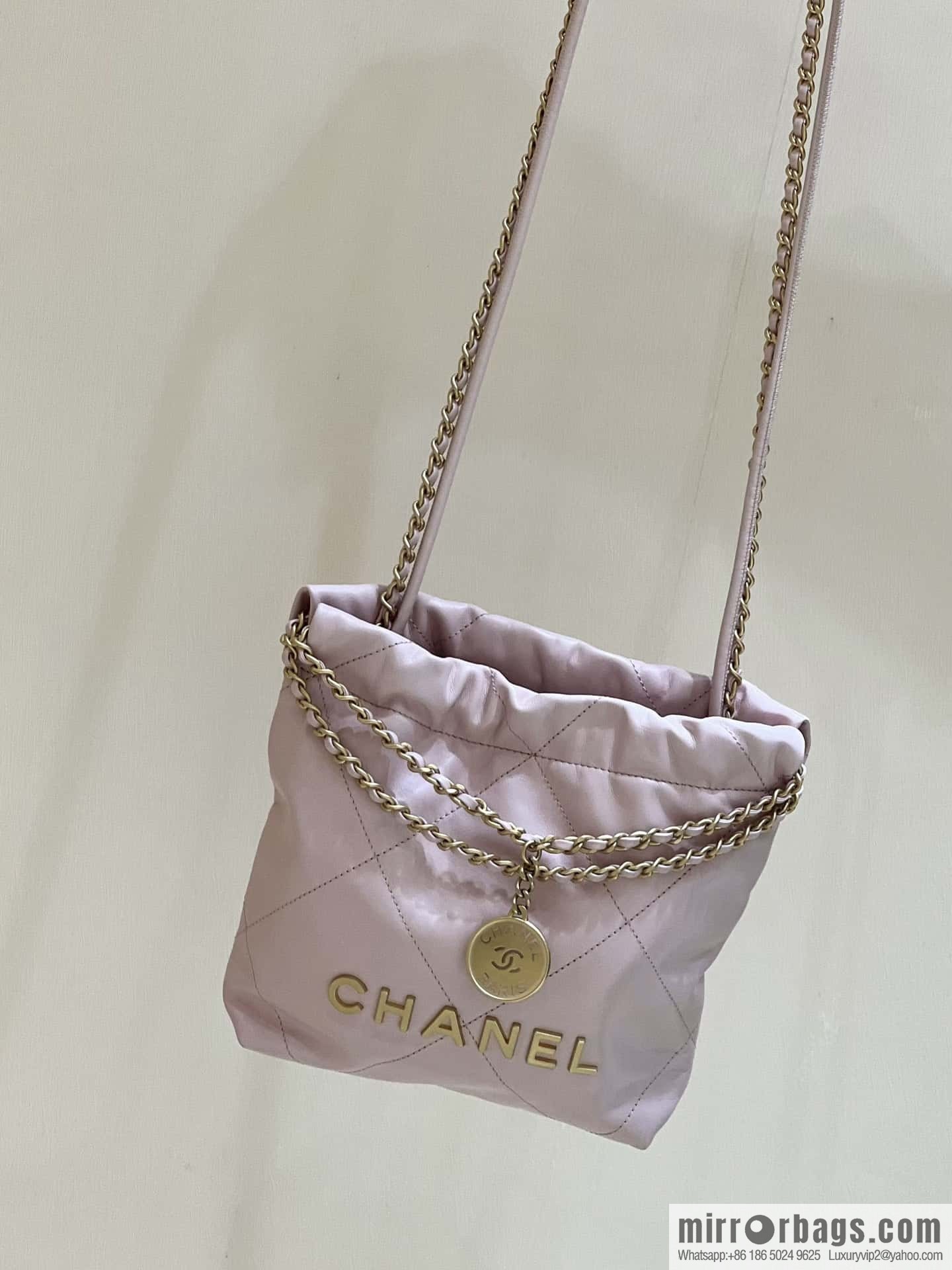 CHANEL 23S spring and summer series mini 22 bags AS3980 pink/gold buckle