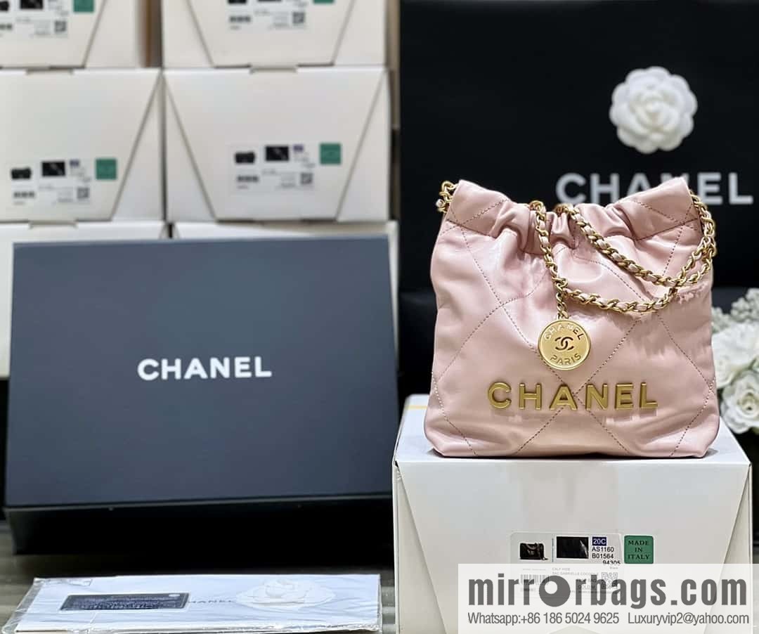 CHANEL 23S spring and summer series mini 22 bags AS3980 pink/gold buckle