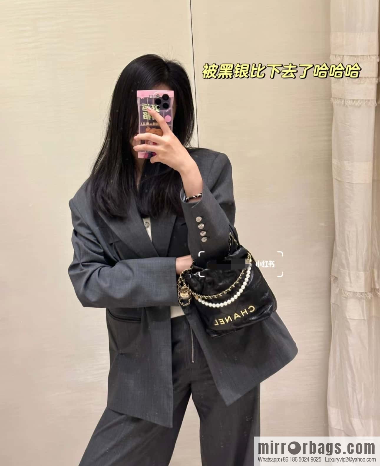 CHANEL 23S spring and summer series mini pearl 22 bags AS3980 black