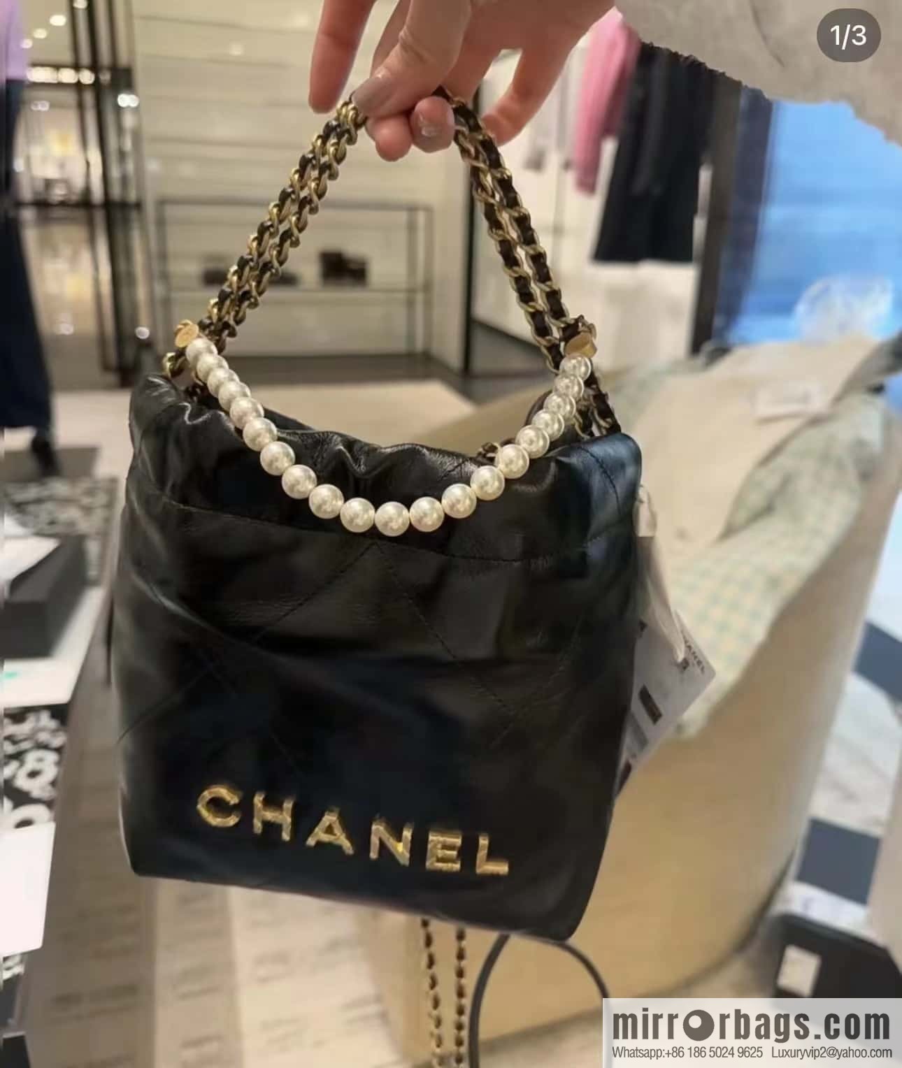 CHANEL 23S spring and summer series mini pearl 22 bags AS3980 black