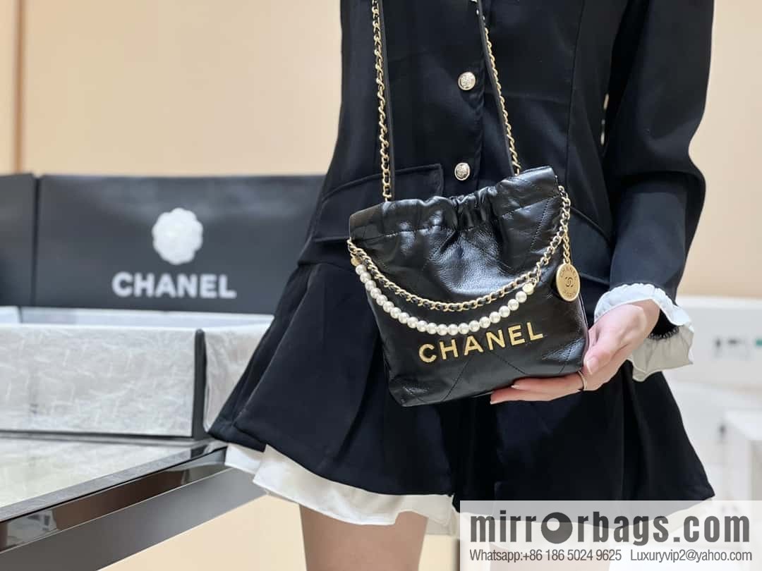 CHANEL 23S spring and summer series mini pearl 22 bags AS3980 black