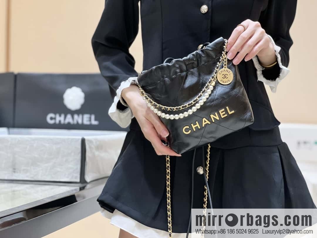 CHANEL 23S spring and summer series mini pearl 22 bags AS3980 black