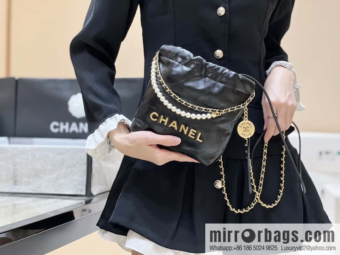 CHANEL 23S spring and summer series mini pearl 22 bags AS3980 black