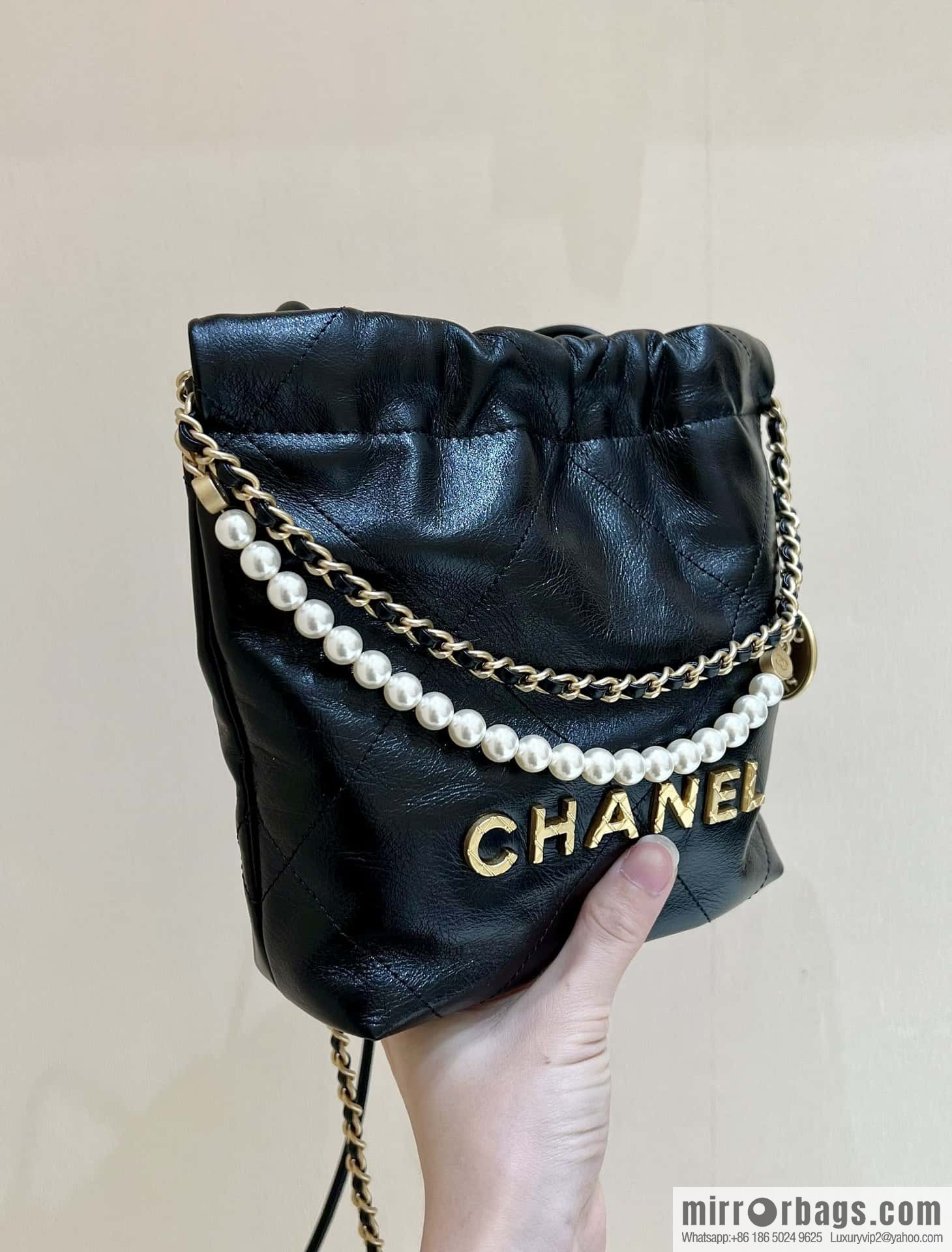 CHANEL 23S spring and summer series mini pearl 22 bags AS3980 black