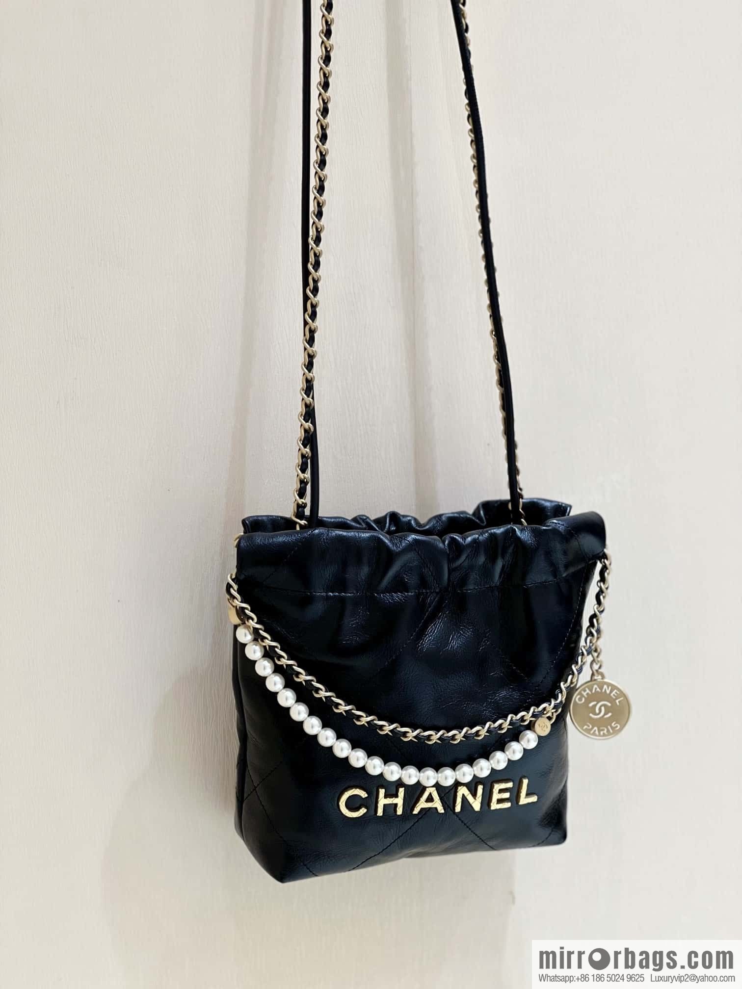 CHANEL 23S spring and summer series mini pearl 22 bags AS3980 black