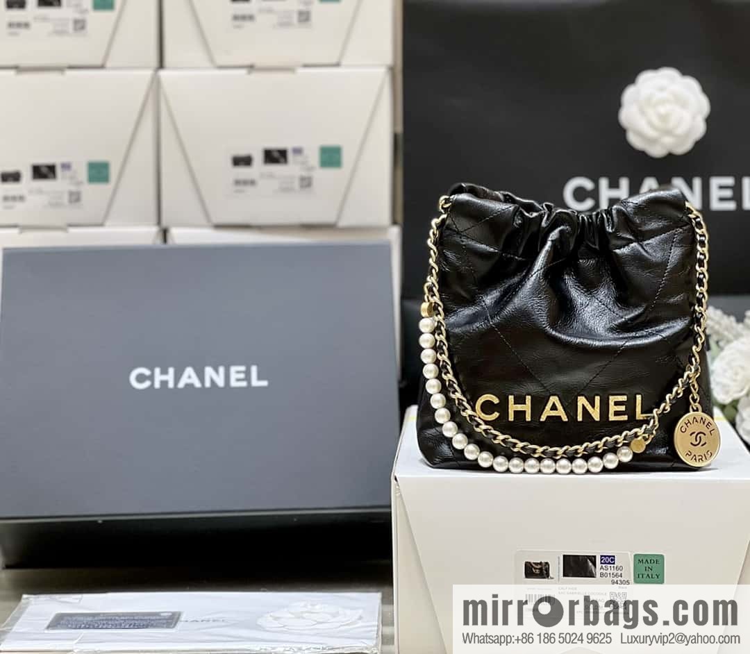 CHANEL 23S spring and summer series mini pearl 22 bags AS3980 black