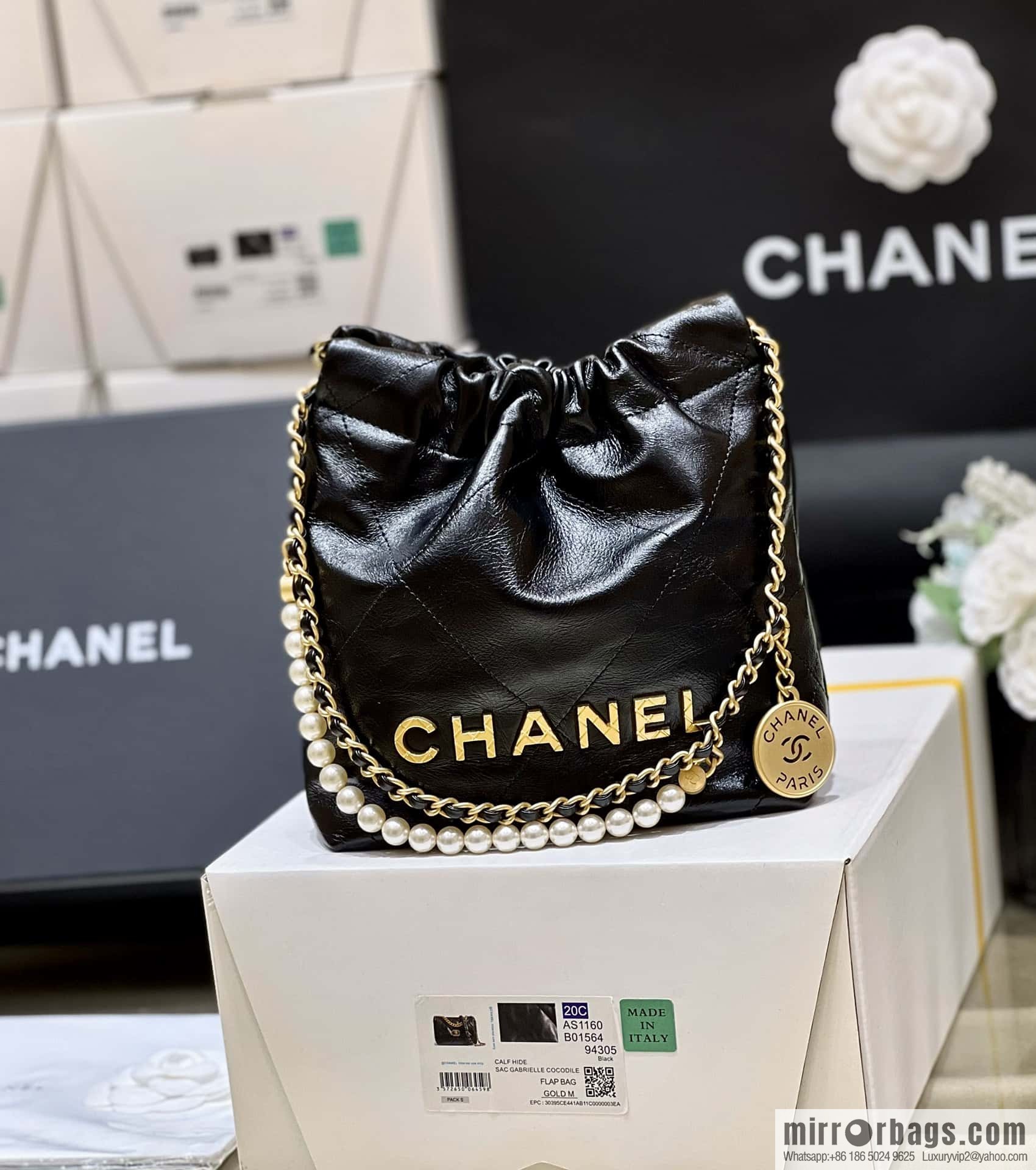 CHANEL 23S spring and summer series mini pearl 22 bags AS3980 black