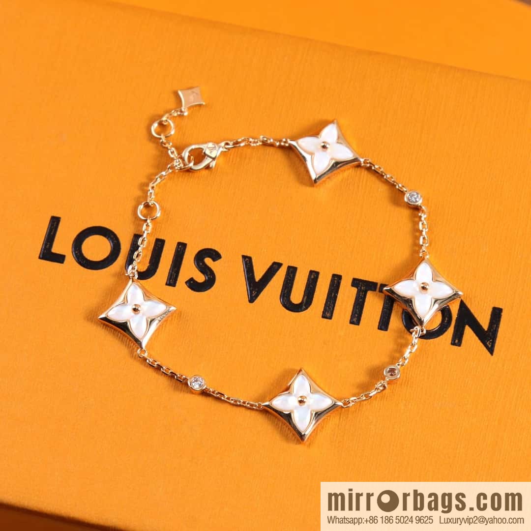 Louis Vuitton Louis Vuitton LV rhombus four-flower white shell, pink shell, malachite bracelet