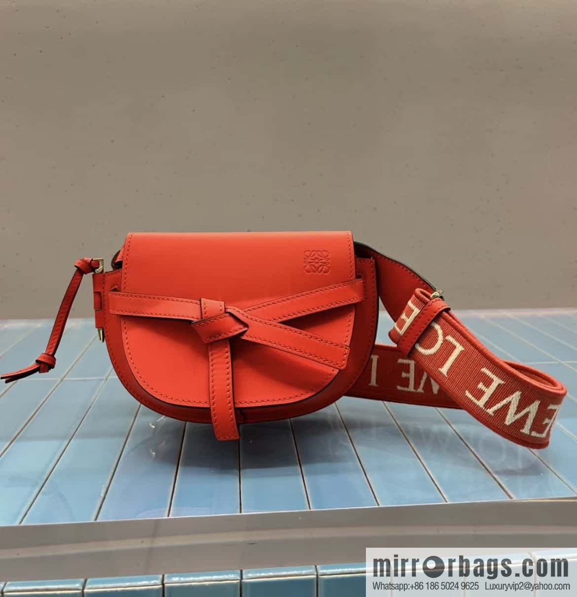 LOEWE letter wide shoulder strap saddle bag MiniGateDual handbag 0672