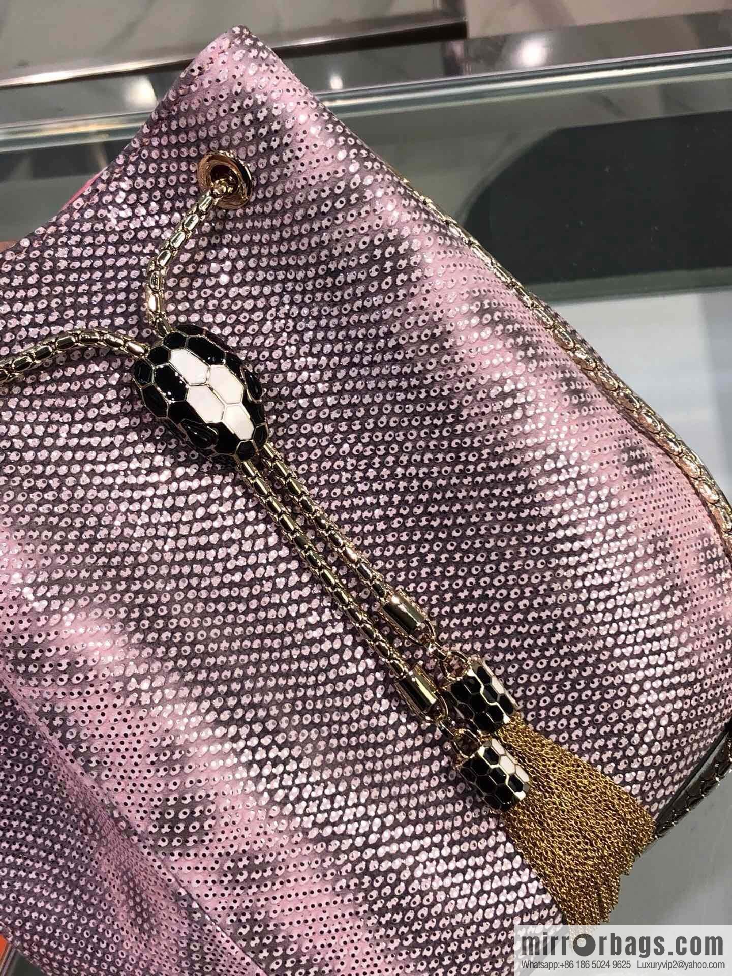 BVLGARI (Bulgari) early spring limited edition new - red water snakeskin beautiful barrel bag model: 287614