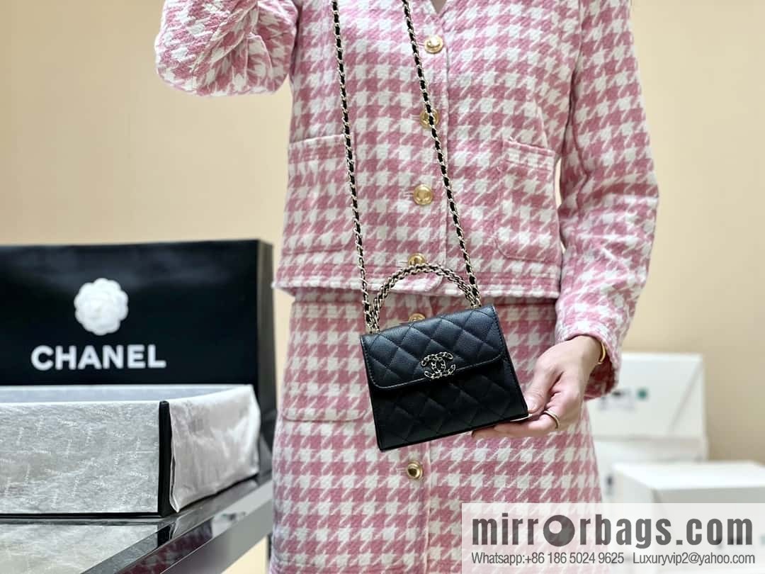 CHANEL 23P spring and summer trailer series Kelly leather handle bag AP3237 black
