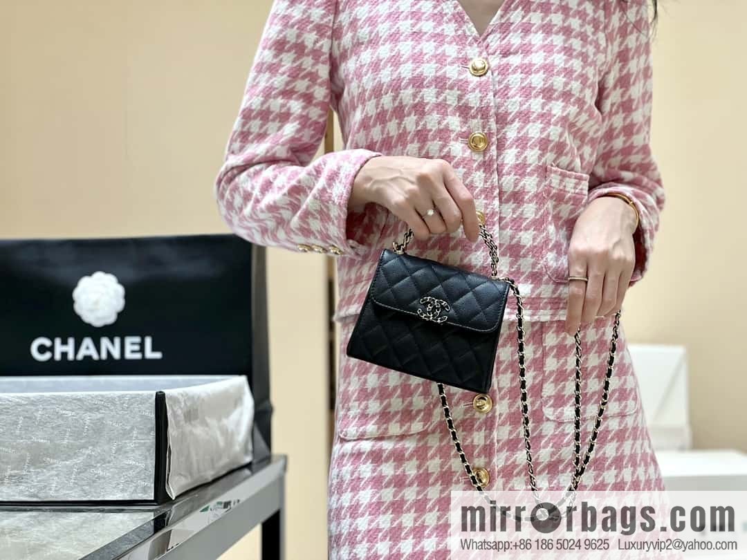 CHANEL 23P spring and summer trailer series Kelly leather handle bag AP3237 black