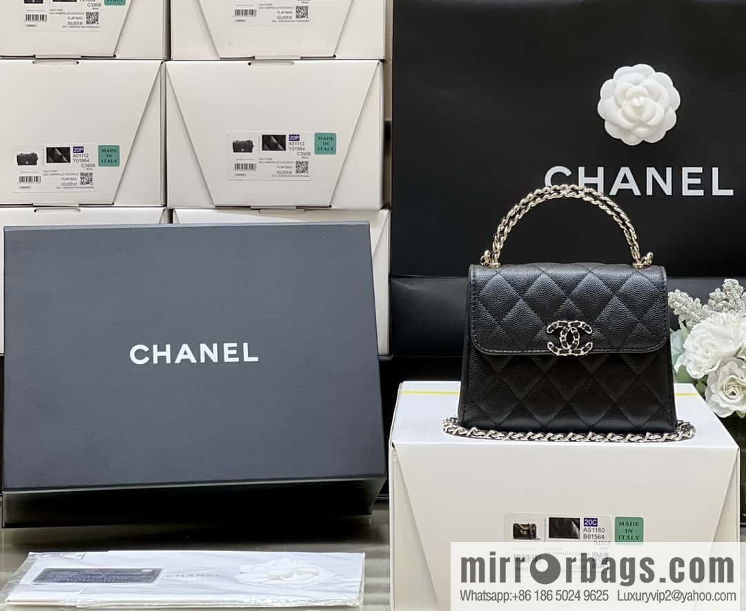 CHANEL 23P spring and summer trailer series Kelly leather handle bag AP3237 black
