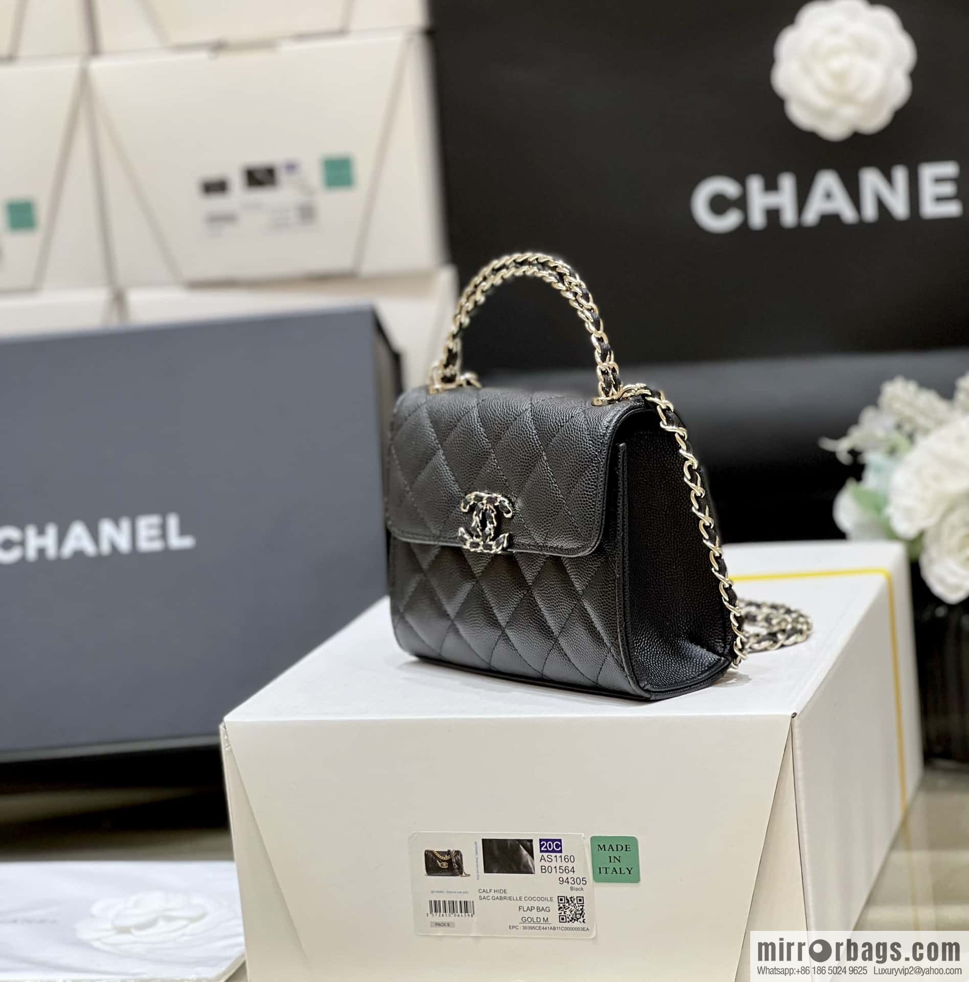 CHANEL 23P spring and summer trailer series Kelly leather handle bag AP3237 black