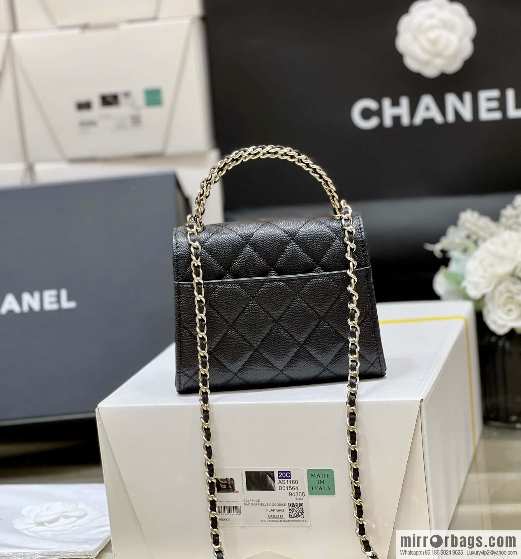 CHANEL 23P spring and summer trailer series Kelly leather handle bag AP3237 black