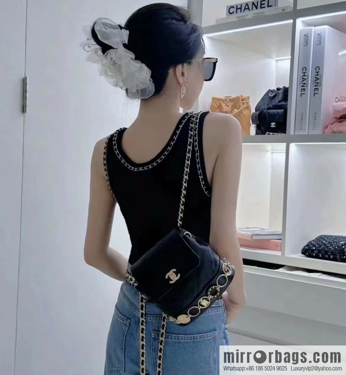 CHANEL 23B autumn and winter trailer series, badge double backpack AS4275