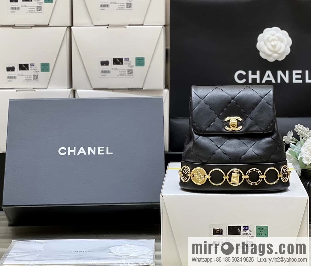 CHANEL 23B autumn and winter trailer series, badge double backpack AS4275