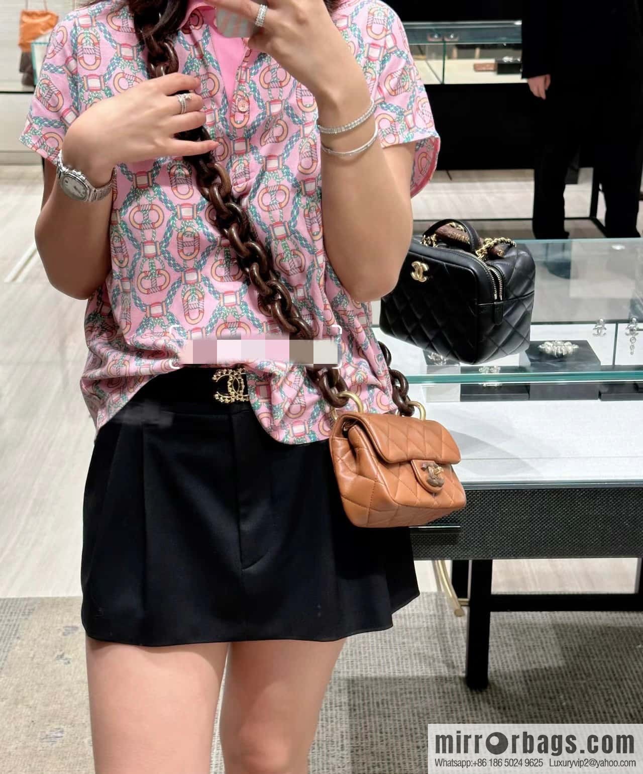 CHANEL 23A Premium Handicraft Series, Dakar mahogany cf mini bag AS4165