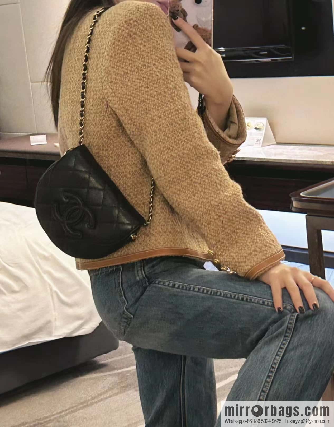 CHANEL 23P spring and summer trailer series, hidden big explosion saddle bag AS3867 black